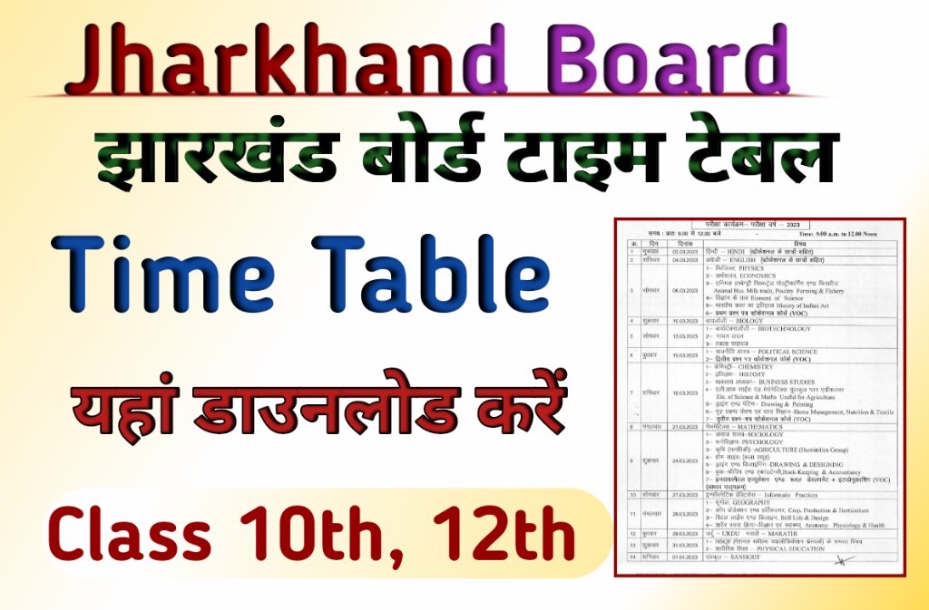 Jharkhand Board time table